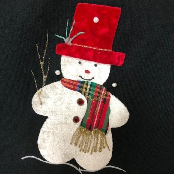 Vintage Karla Marie Snowman Maxi Dress Black Size Large - Picture 2 of 10